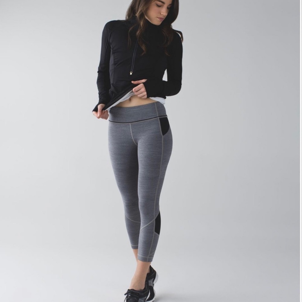 Lululemon Pace Rival Crop Space Dye Camo Black Dark Slate / Black